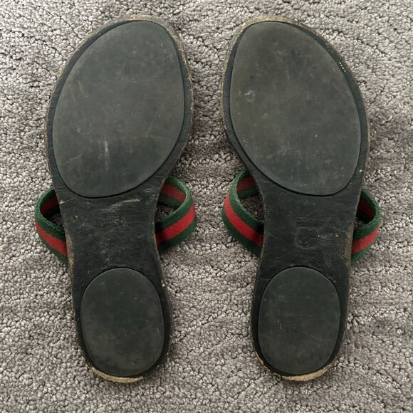Gucci Interlocking GG Web Stripe Thong Sandals Black Flat Flip Flop Size EU 36.5 - Picture 9 of 10